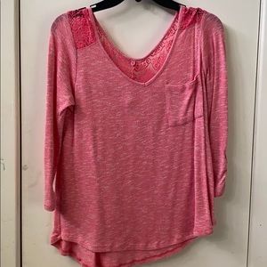 Pink high low 3/4 sleeve shirt